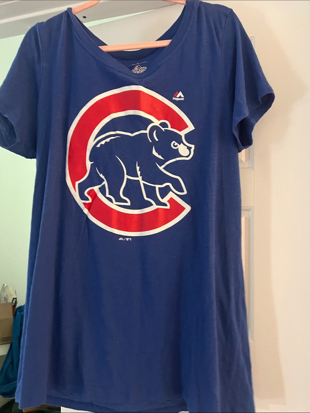 Majestic Kids Blue Chicago Cubs Graphic Tee with Red & White Logo